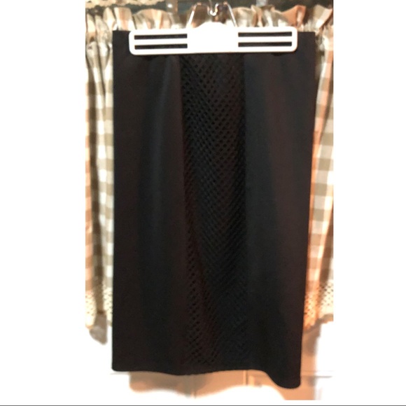 Gently Used Black,fitted,Midi-skirt w/“fishnet” pattern up&down the center - Picture 8 of 8